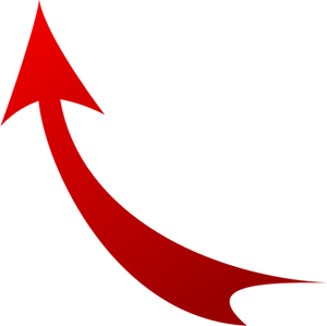 Desenho de seta curvada vermelha, vetorial