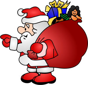 סנטה קלאוס עם תיק מלא מתנות האיור וקטורית