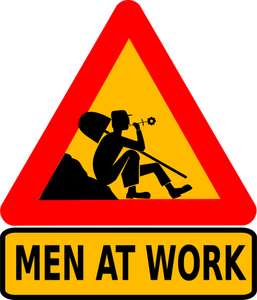 Homens no trabalho roadsign imagem de vetor