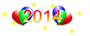 Fericit nou an 2014 cu baloane de desen vector