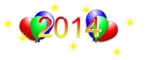 Gelukkig nieuw jaar 2014 met ballonnen vector tekening