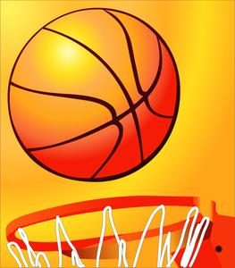 Basketball about to enter a basketball hoop vector image