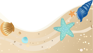 Playa de verano con conchas vector de la imagen