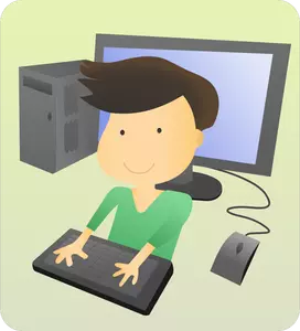 Computer boy vector clip art