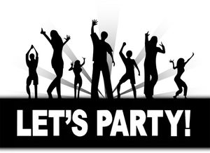 Lets Party sign vector drawing