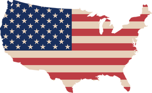 Kaart van de V.S. en vlag