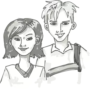 Two smiling youths vector painting