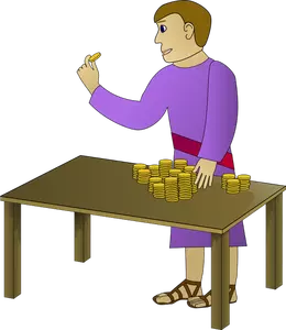 Vector image of man with coins