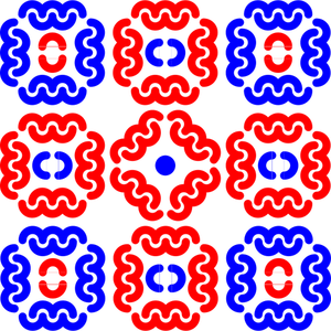 Vector afbeelding van blauwe en rode tegels decoratie