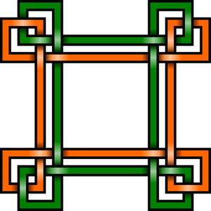 Vektorikuva vihreästä ja oranssista neliön reunasta