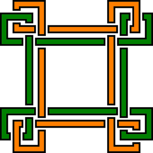 Vierkante patroon met groen en oranje lijnen vector afbeelding