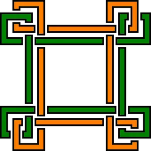 Carré avec image vectorielle des lignes verte et orange