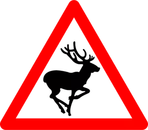 Vector image of deer crossing warning road sign