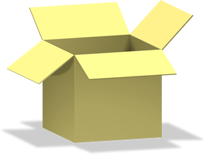 Immagine vettoriale della scatola di cartone giallo aperto