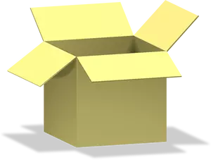 Image vectorielle de boîte de carton jaune ouvert