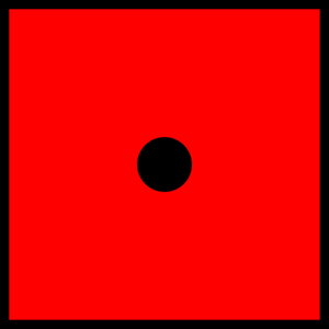 Een zwarte stip op rode dobbelsteen