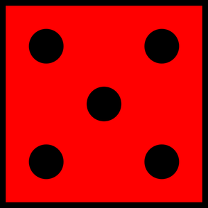 Cinque punti rossi su sfondo rosso