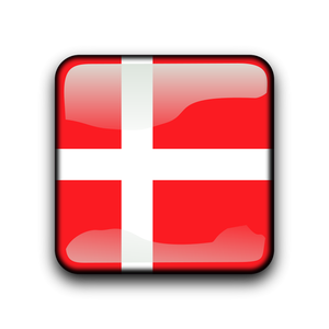 Drapelul Danemarcei în interiorul lucioasă eticheta