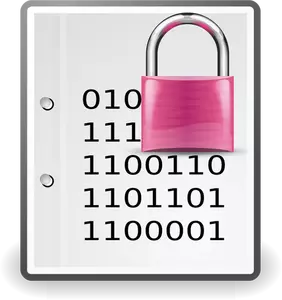 Encrypted document pink icon vector clip art