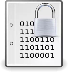 Vector image of encrypted document silver icon