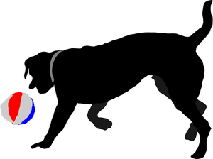 Chien chasse illustration vectorielle ball