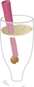 Boisson pétillante avec de la paille en image vectorielle de verre