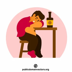 Homem bêbado dormindo em um pub
