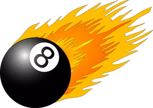 Billiard ball with flames vector