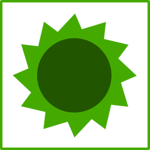 Ilustracja wektorowa ekologiczne zielone słońce ikony z cienkiej granicy