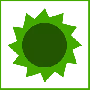 Vector illustration of eco green sun icon with thin border