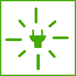 Vektör yeşil eco lightblulb simgesi ile ince kenarlık çizimi