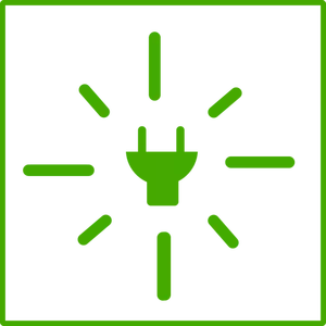 Vektortegning øko grønne lightblulb ikon med tynn ramme