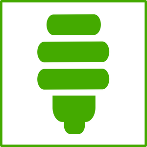 Vector drawing of eco green light bulb icon with thin border