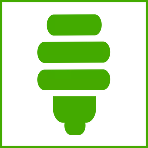 Dibujo de eco luz verde icono bombilla con borde fino vectorial