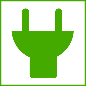 Clipart vetorial de eco verde plug ícone com borda fina
