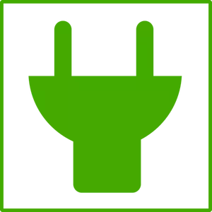 Vektor-ClipArts von Eco grün Stecker Symbol mit dünnen Rahmen