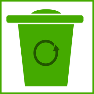 Vector image of eco green recycle bin icon with thin border