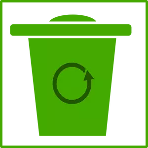 Image vectorielle d'eco vert recycle bin icône avec bordure fine