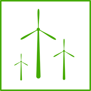 Vector de la imagen del icono de energía de viento verde eco con borde fino