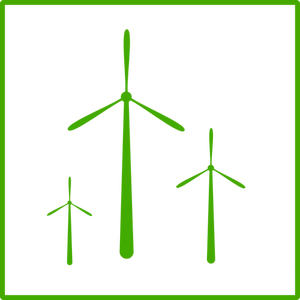 Gambar vektor energi angin hijau eco icon dengan perbatasan tipis