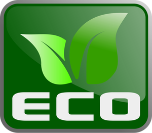 Vector illustraties van afgeronde vierkant groene eco symbool