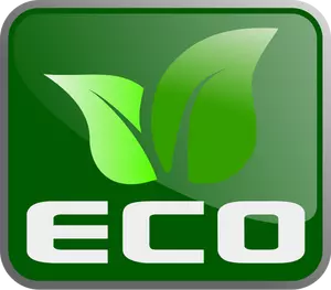 Vektor ClipArt av rundade fyrkantig grön eco symbol
