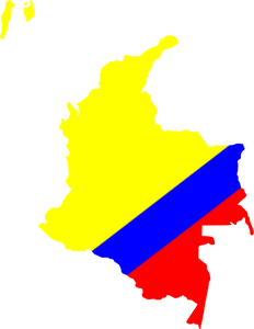 Colombiano mapa en colores de la bandera nacional