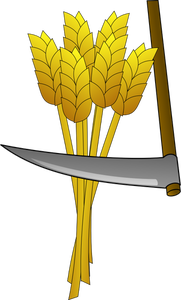 Vector afbeelding van een zeis en tarwe