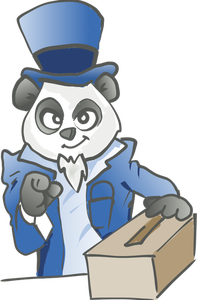 Panda elettorale con un'illustrazione vettoriale di urne