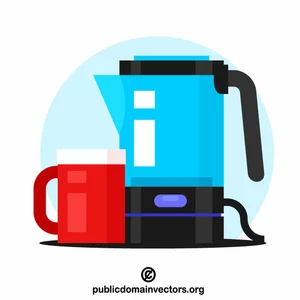 Wasserkocher und Kaffeetasse