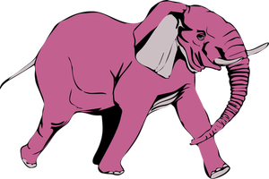 Elefante rosa poca ilustración vectorial