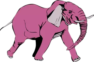 Pink elephant walking vector illustration