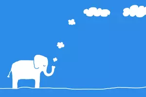 Clipart vectoriels d'éléphant souffler les nuages