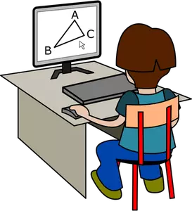 Junge mit Computer-Vektorgrafik